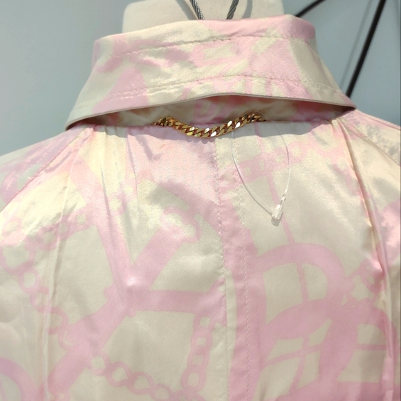 Moschino Aeffe Spa reversible khaki/pink patterned silk jacket 8 EUC $1300 - Picture 13 of 15
